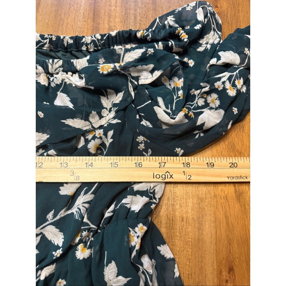 Torrid Chiffon Hunter Green Floral On/Off Shoulder Skater Mini Dress Size 1X - Picture 5 of 6